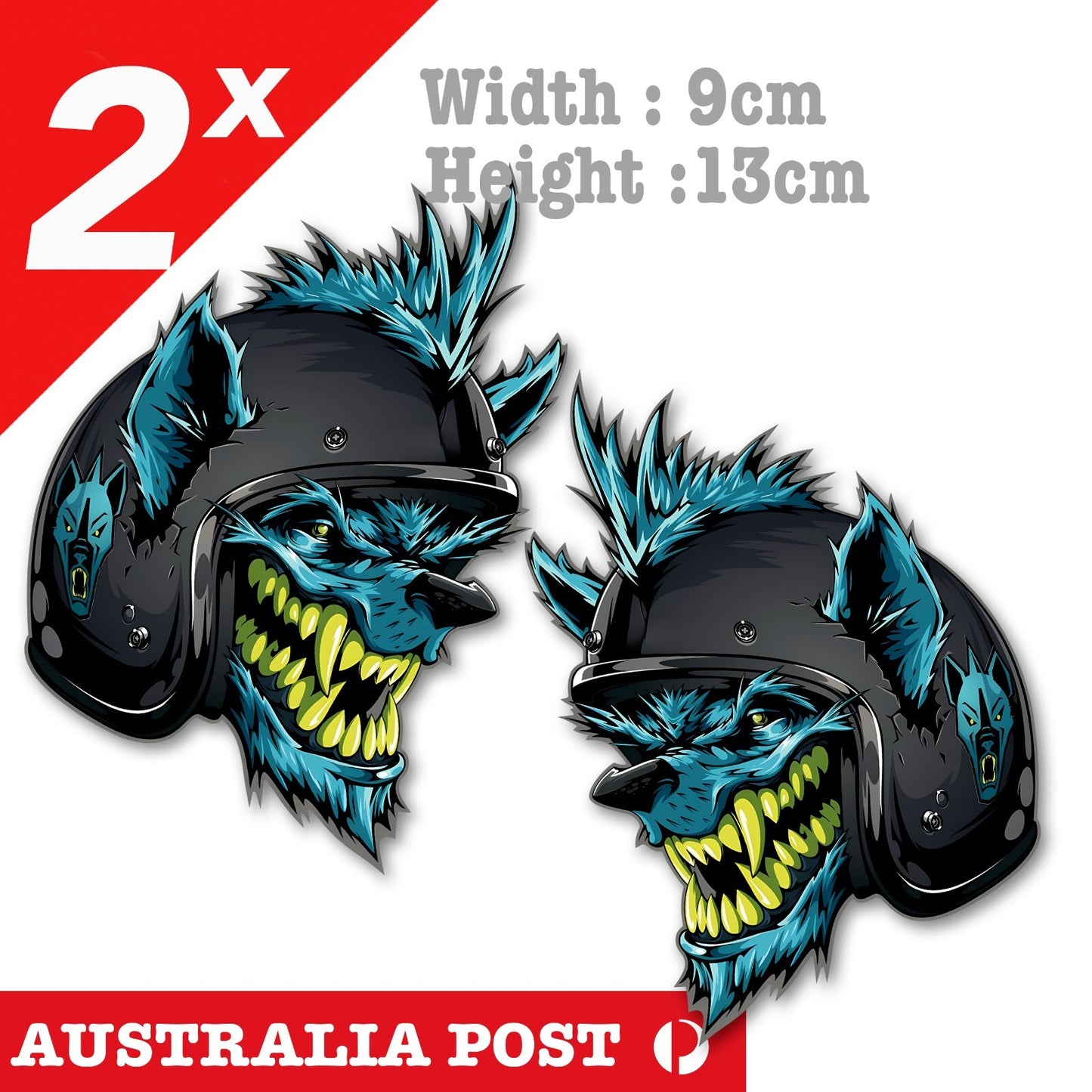 Angry Beast WOLF Helmet, Motorcycle, Fuel Tank, Helmet  Stickers