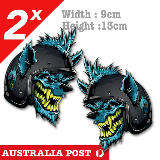 Angry Beast WOLF Helmet, Motorcycle, Fuel Tank, Helmet  Stickers