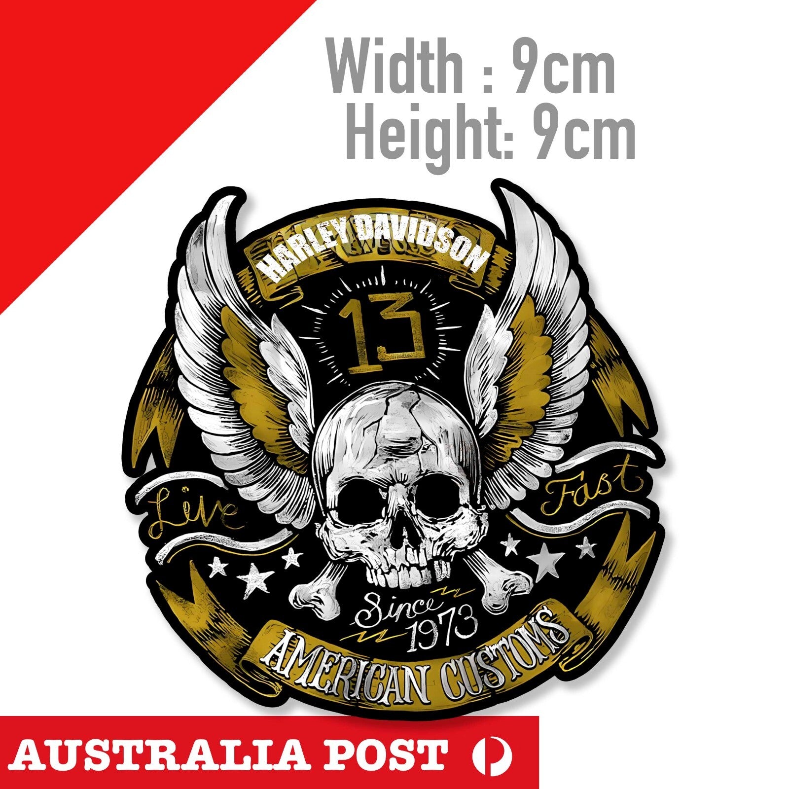 SKULL HEAD Shield, American Custom Motorcycle Skull Shield Stickers