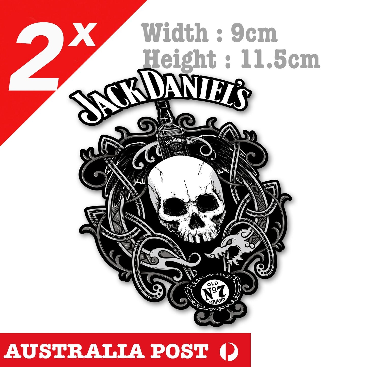 Jack Daniels Whiskey Logo Whiskey Skull Head Fridge Bar Decal Stickers