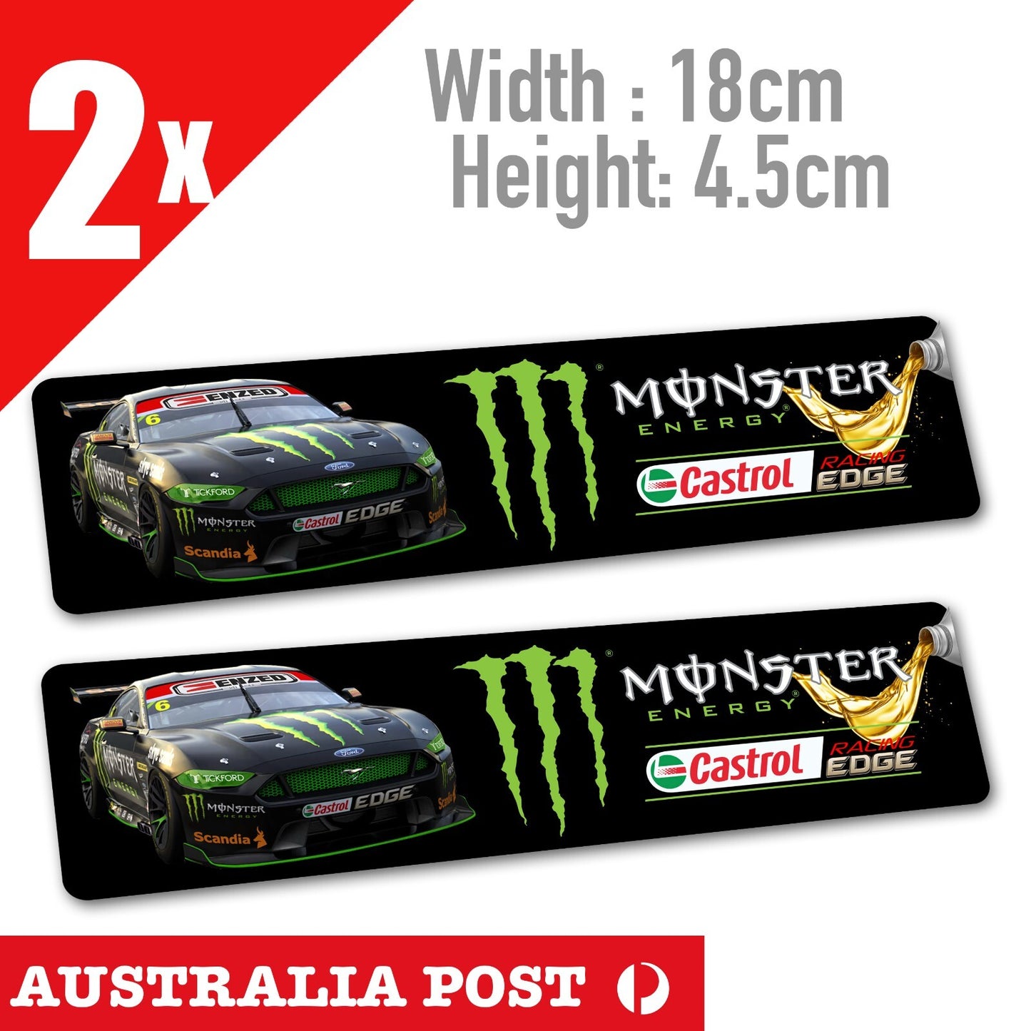 Ford Mustang Monster Energy Drink Castrol V8 Supercars Banner Vinyl  Sticker 