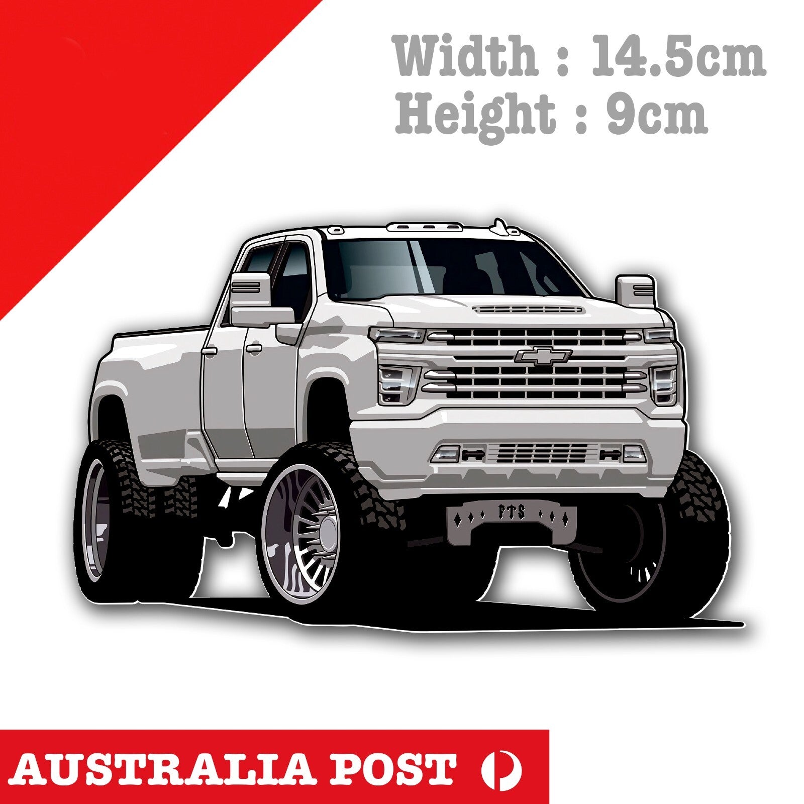 Chevrolet Silverado White Pick Up Truck, Ute 4x4 Off Road Sticker