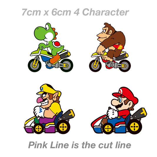 Super Mario Go Cart Pack of 4 - Nintendo Super Mario Brothers Pack  Sticker 