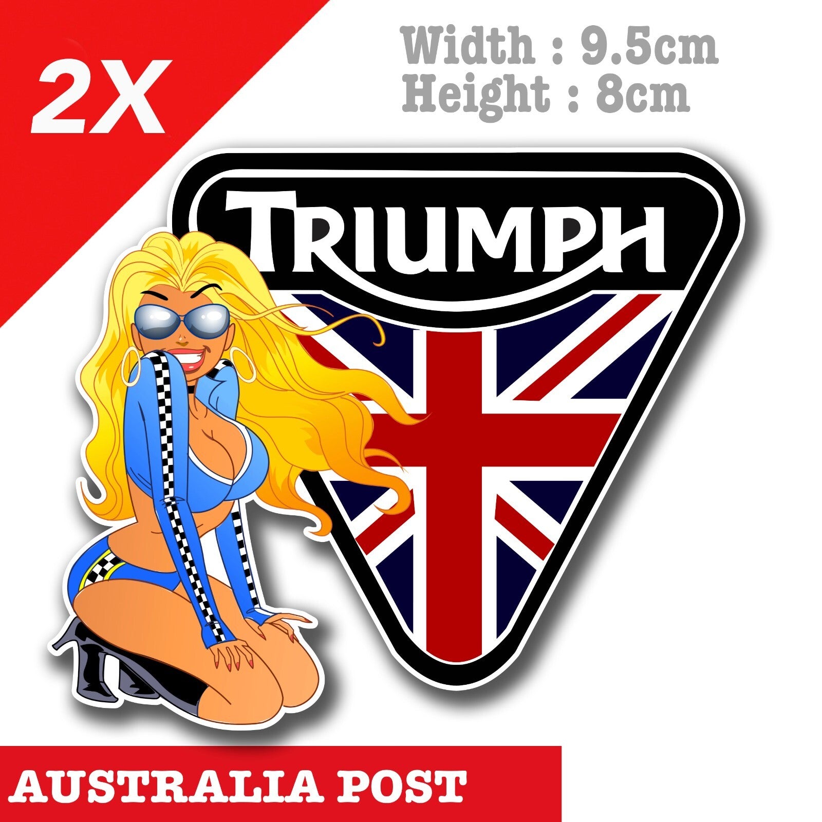 TRIUMPH Motorcycle Logo with  Blond Pin Up Girl Sticker