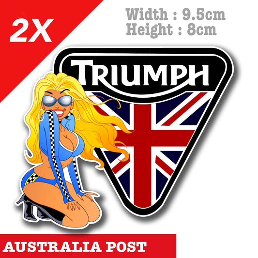TRIUMPH Motorcycle Logo with  Blond Pin Up Girl Sticker