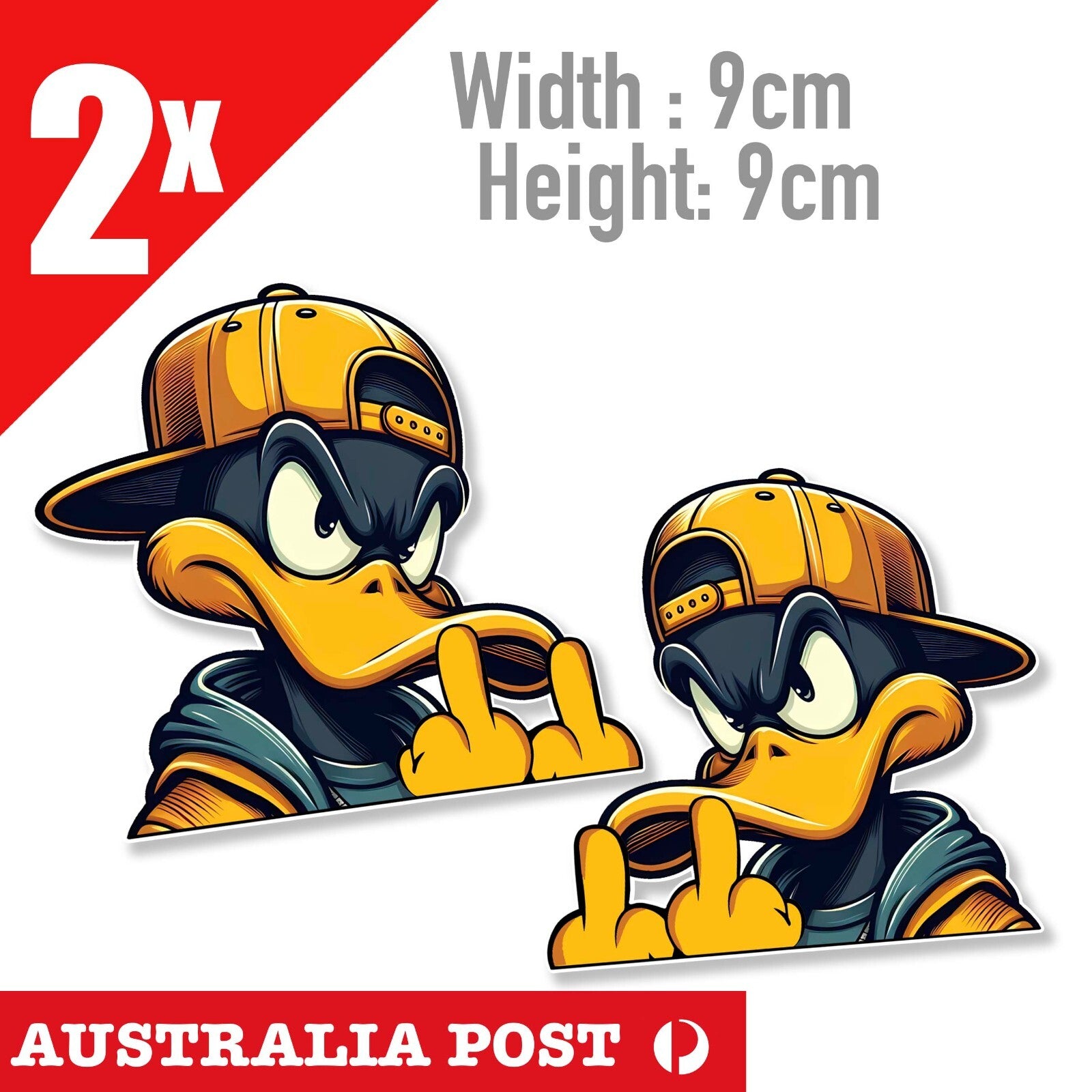 Daffy Duck Middle Finger Funny Cartoon Character  x2 Stickers