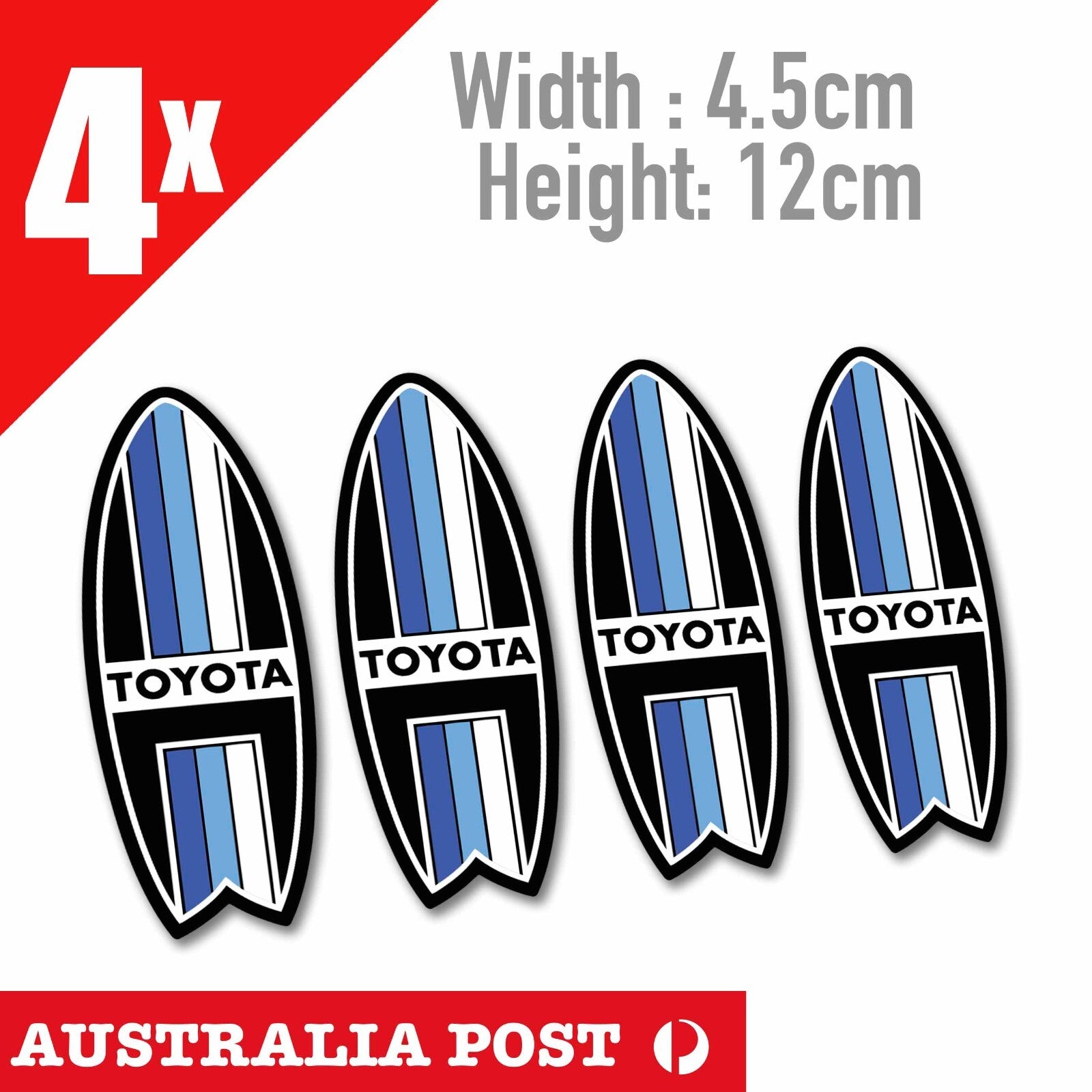 Toyota TRD Vintage Surf Board Logo, Hilux, 4WD, Off Road Decal x4 Stickers