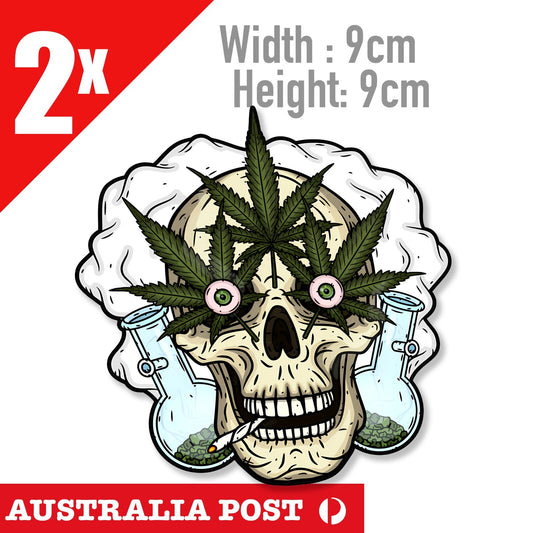 Skull Marijuana Cannabis Weed Smoking Stickers Bomb Vinyl Funny  Sticker