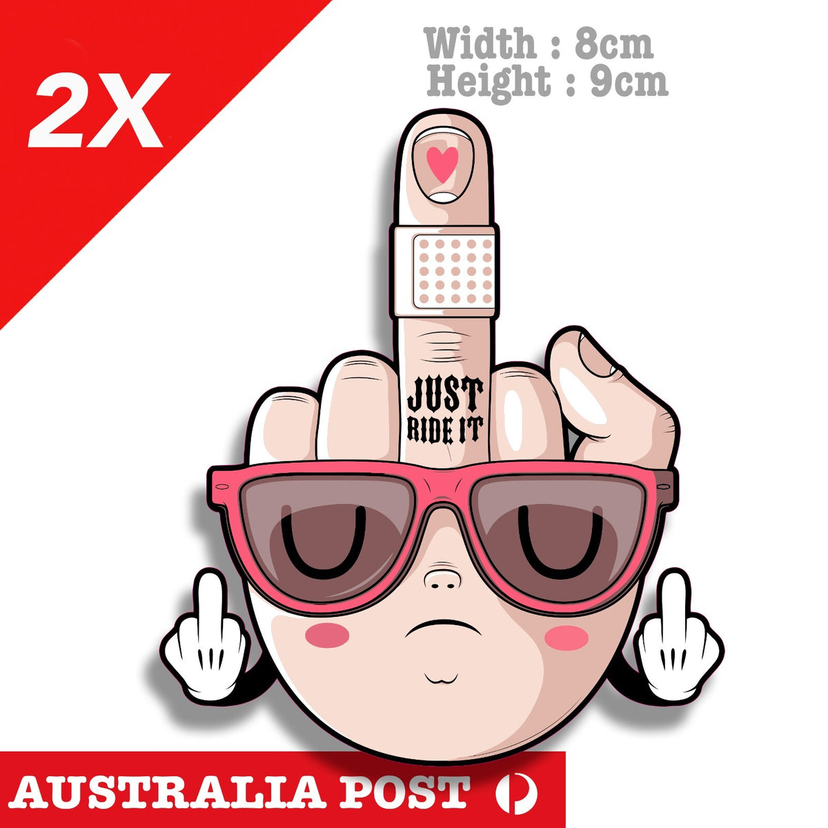 Middle Finger , Just Ride it Funny Hand with Glasses Sticker