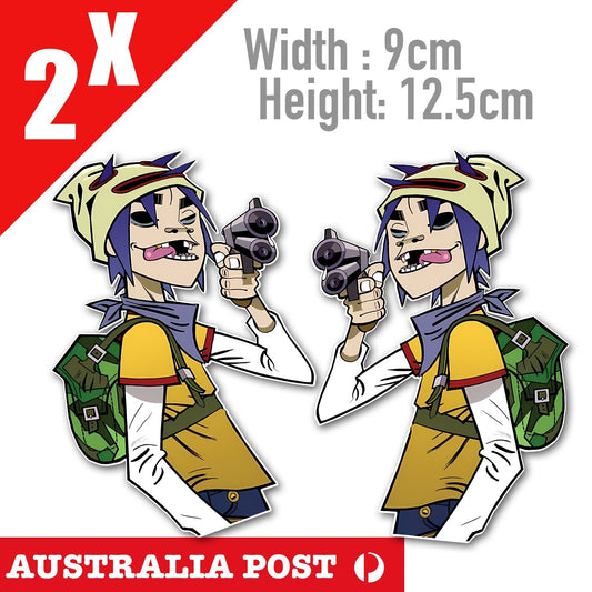Gorillaz 2-d  Hand GUN, Gorillaz 2-D Band Stickers