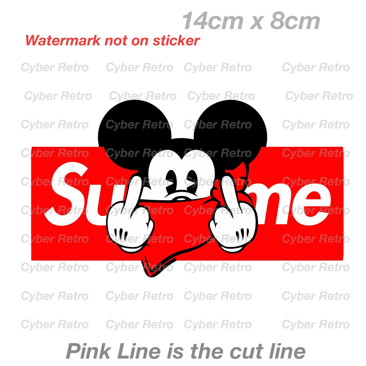 Mickey Mouse Supreme Middle Finger  Decal Sticker