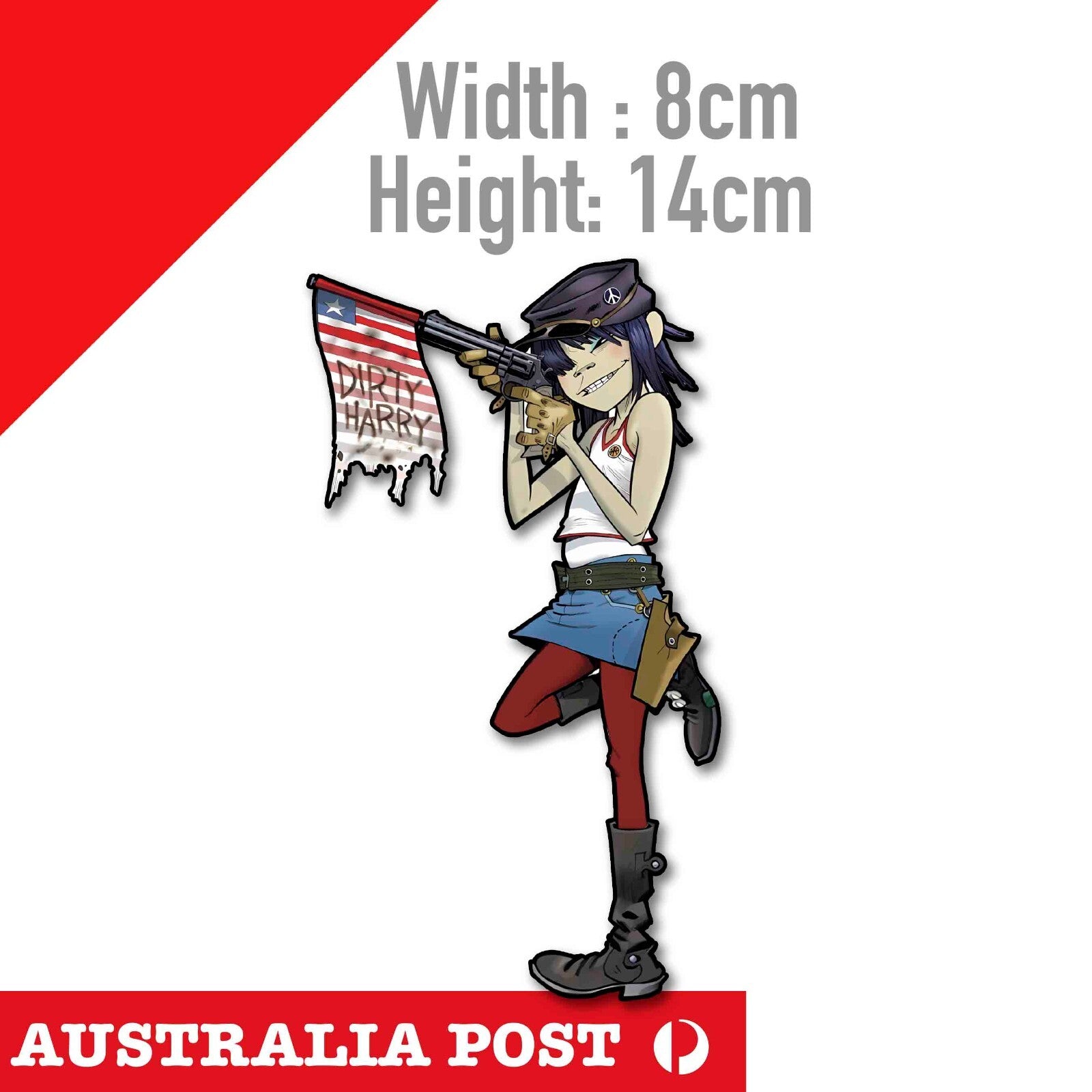 Gorillaz 2-d  Dirty Harry, American Flag , GORILLAZ Band Stickers