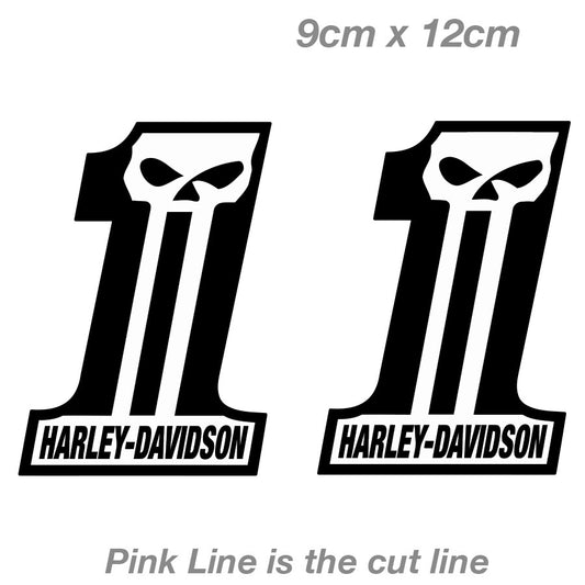 Harley Davidson # 1 Skull Motorcycle  JDM , Car  Vinyl  Sticker 