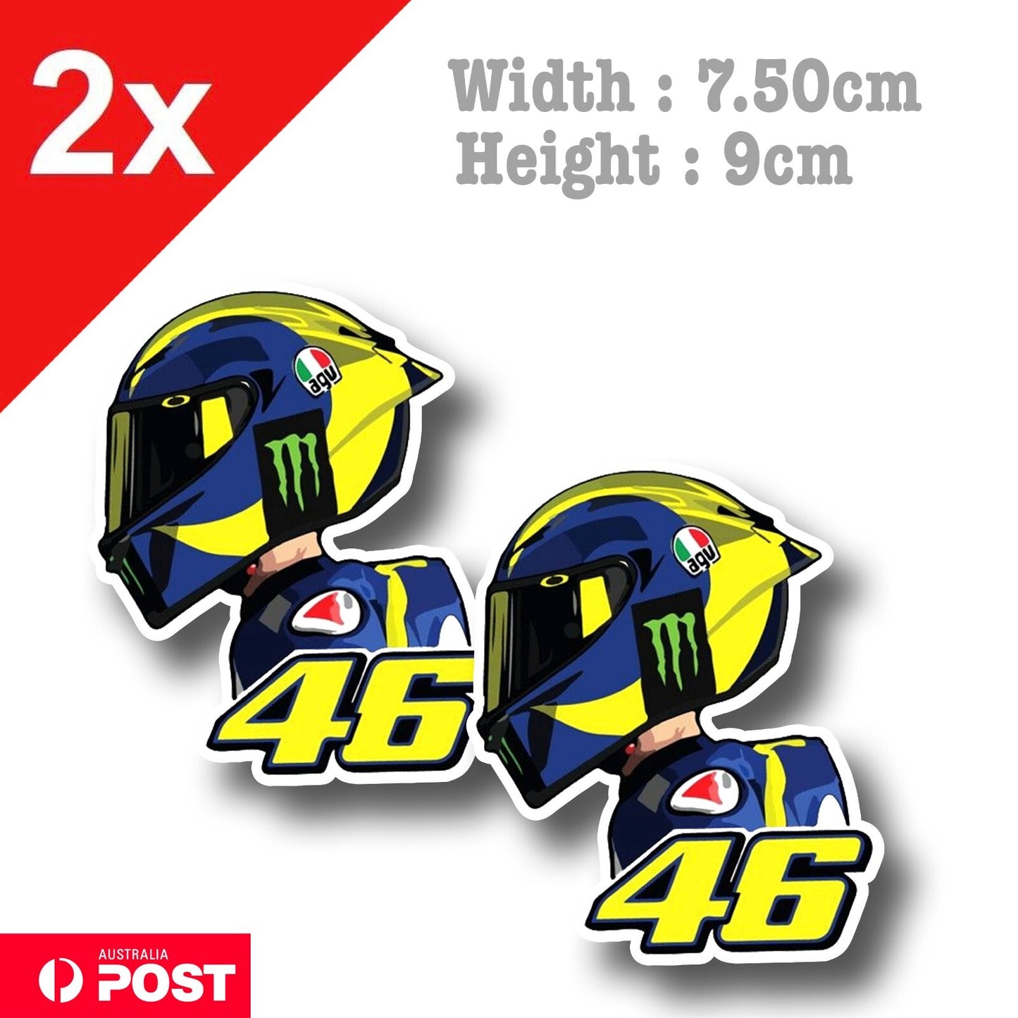 The Doctor 46 - Valentino Rossi's VR46 HelmetVinyl  Sticker 