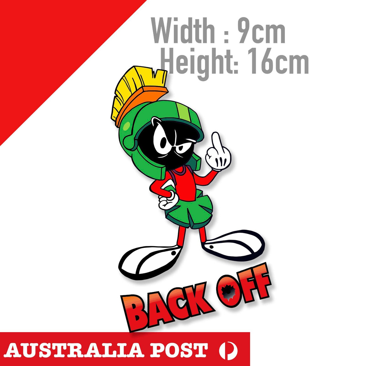 Martin the Martian Back OFF Middle Finger Rude  Funny Looney  Sticker