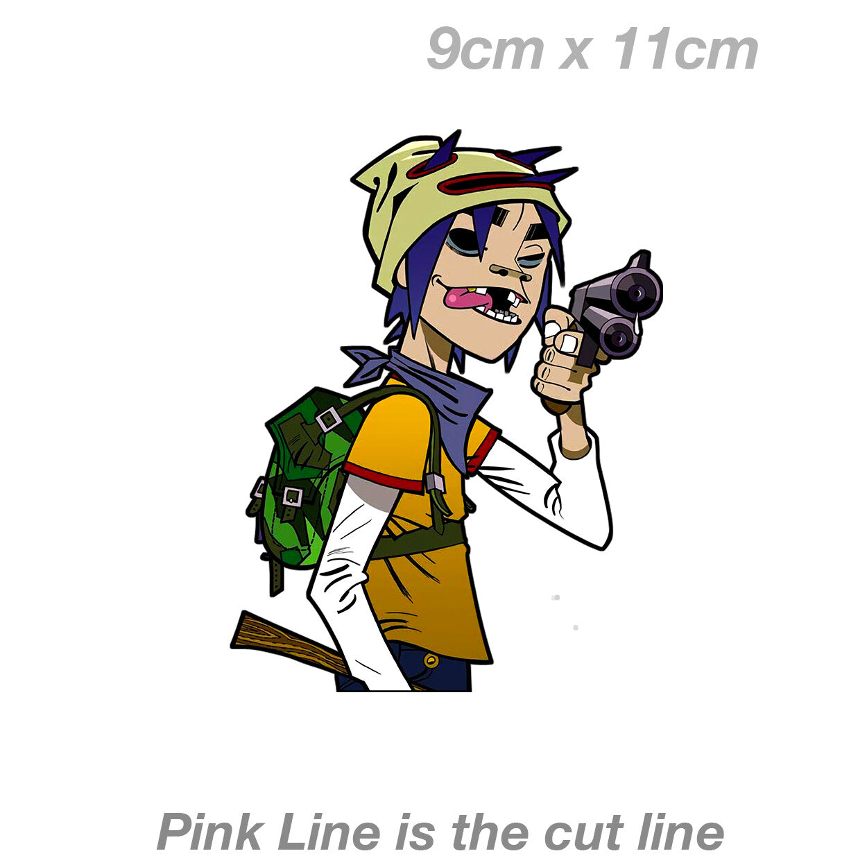 GORILLAZ with Gun  Laptop , Car  Vinyl  Sticker 