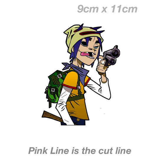 GORILLAZ with Gun  Laptop , Car  Vinyl  Sticker 