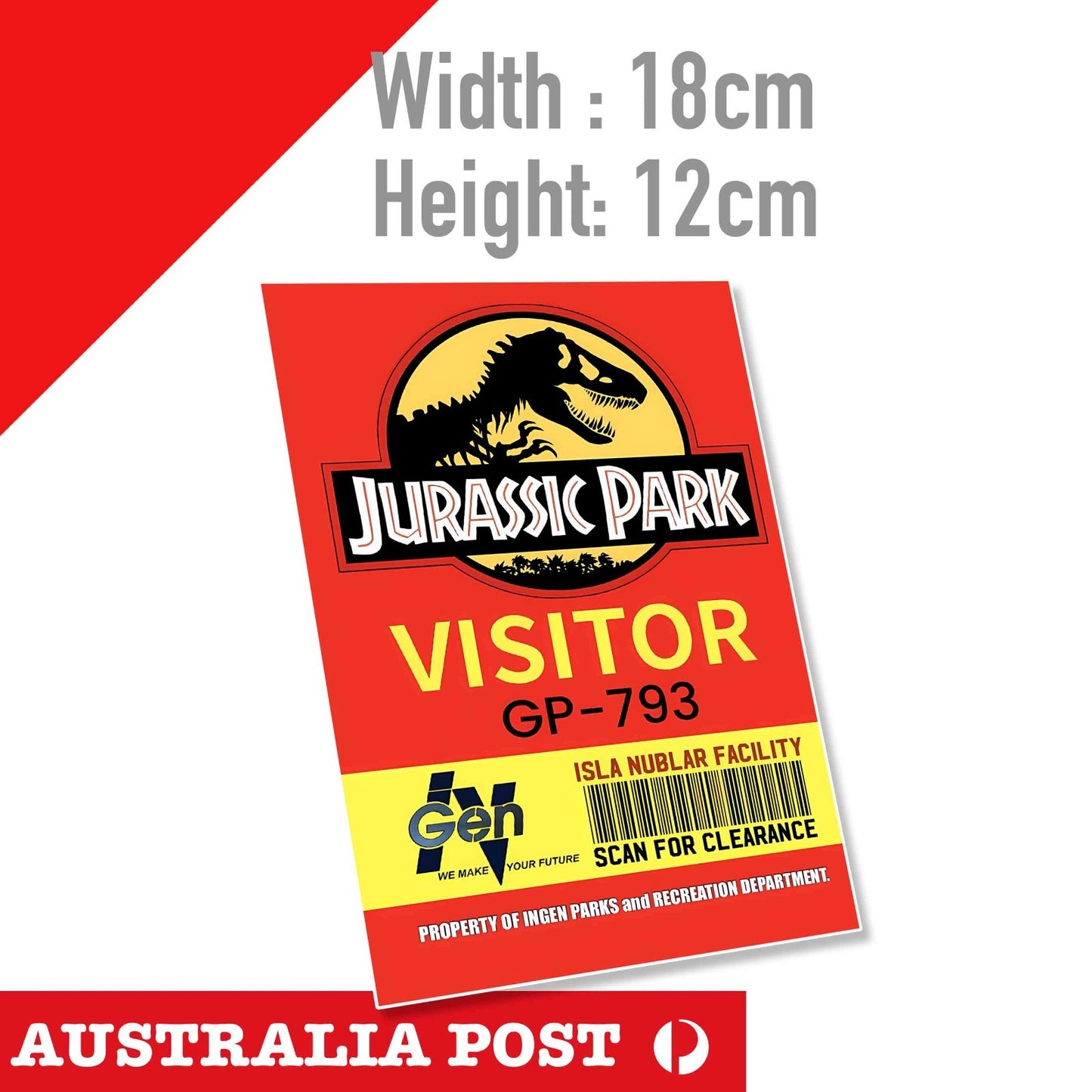 Jurassic PARK VISITOR - Lab Technician Pass Sticker