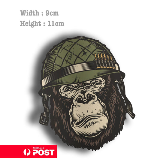 Gorilla Soldier head Laptop , Car  Decal Sticker 