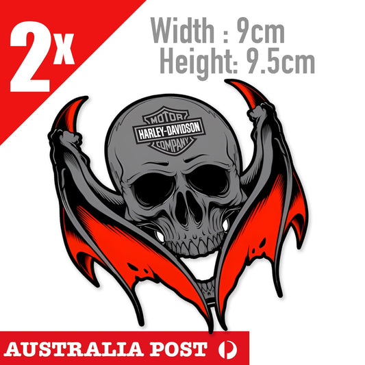 Evil Skull motorcycle HARLEY DAVIDSON Logo Fuel Tan, Bat Skull Stickers