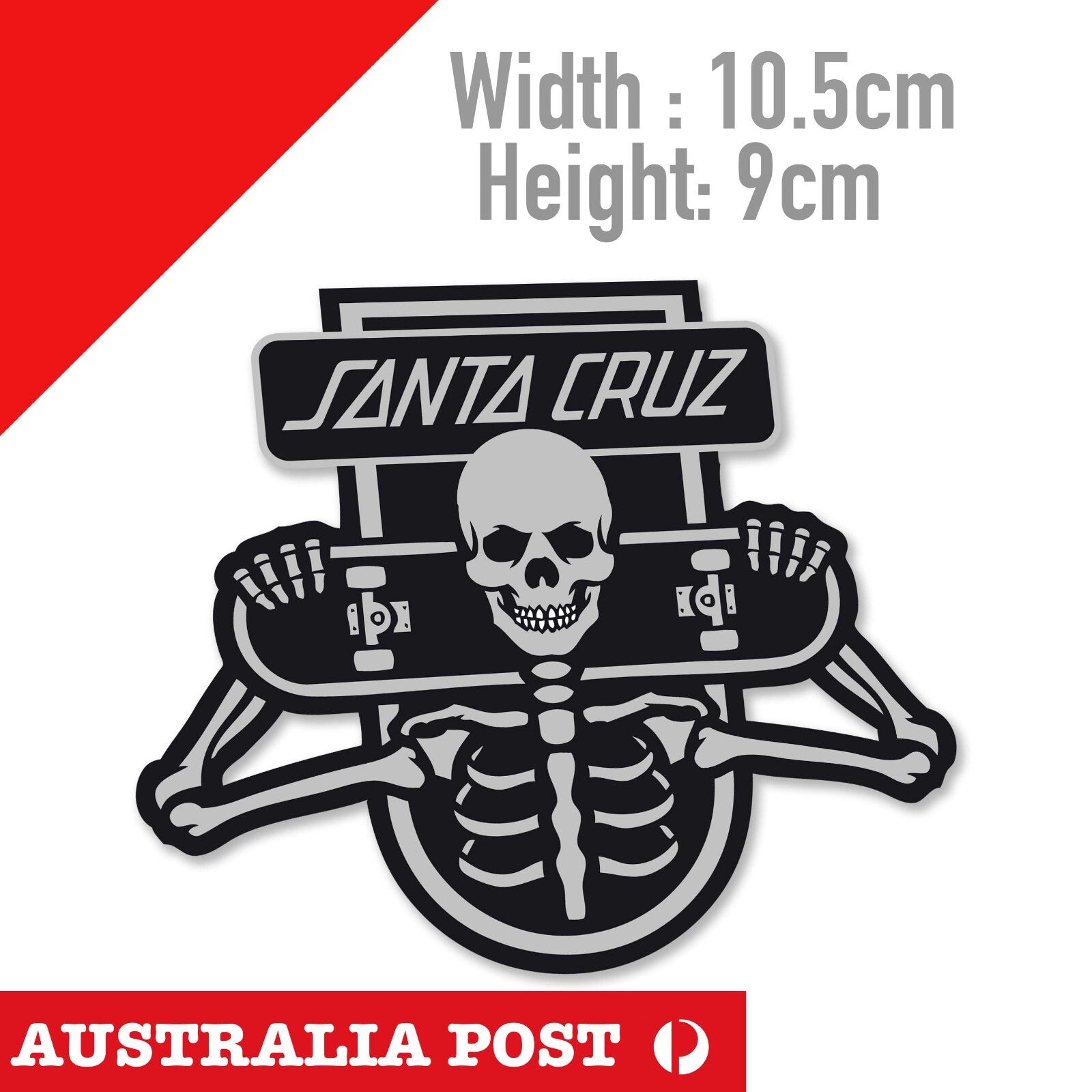 Santa Cruz Skeleton Skateboard SKull Laptop , Car Decal Sticker
