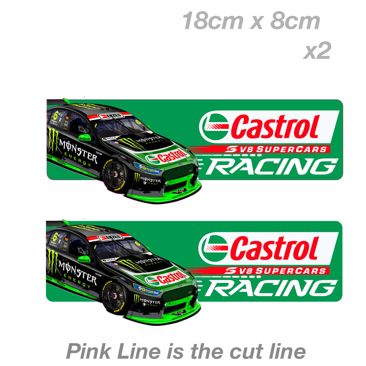 CASTROL Racing V8 SUPERCARS FORD - Monster Energy Drink Logo Car Vinyl  Sticker 