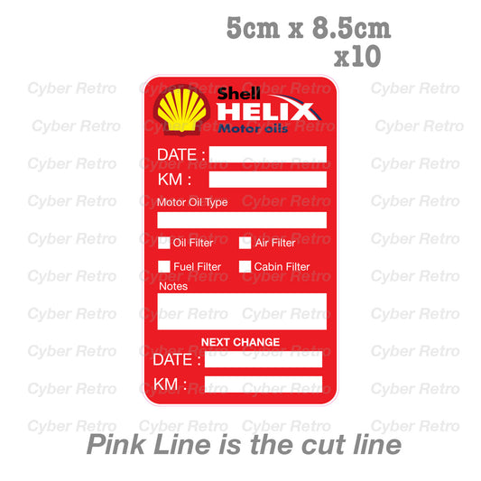 SHELL HELIX Oil Change Service Reminder x10 Stickers , Cars Trucks Vans Sticker