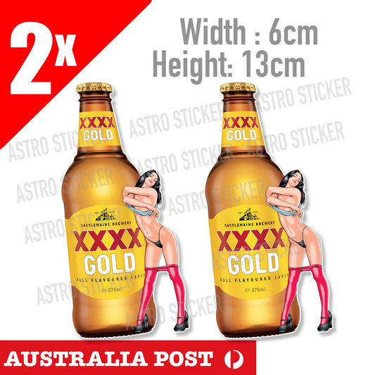 CASTLEMAINE XXXX MAN GOLD BEER  Bottle Sexy Brunet Pin Up Girl Beer Sticker