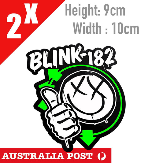 Blink-182 Rock Band SMILEY Face Thumb Up Logo, Nostalgic Blink Rock Logo Sticker