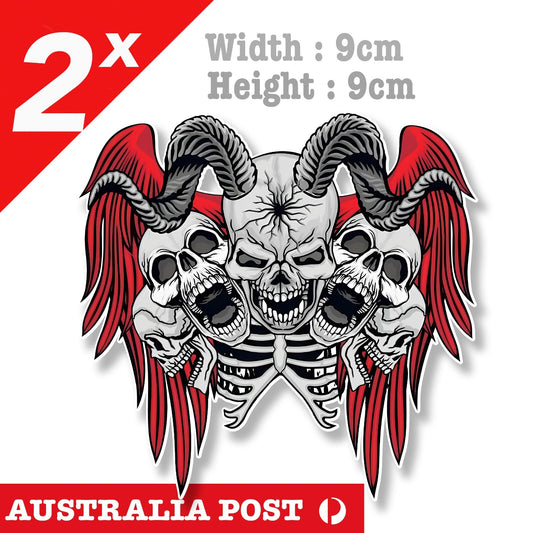 Evil Skull with Wings, Motorcycle Helmet, Fuel Tank, Skull Logo Sticker