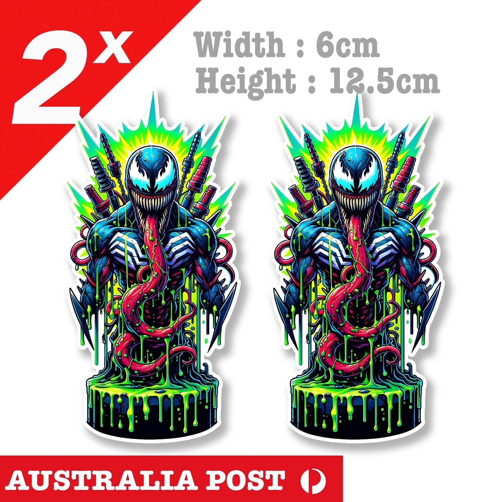 VENOM Cartoon Character , Spiderman Black Venom Green Slime Decal Stickers