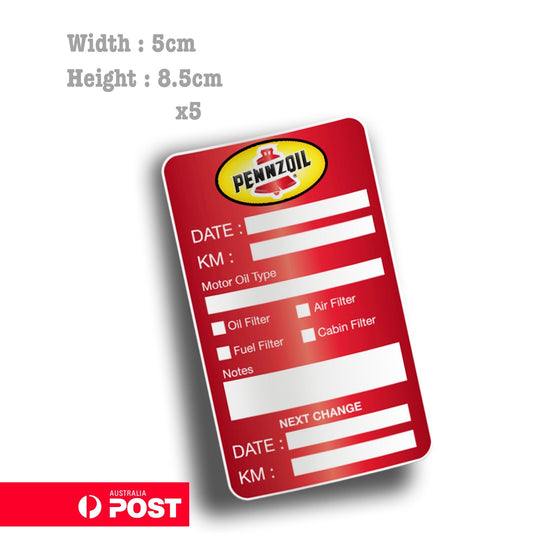 Pennzoil Oil Change Service Reminder x5 Stickers , Cars Trucks Vans Sticker