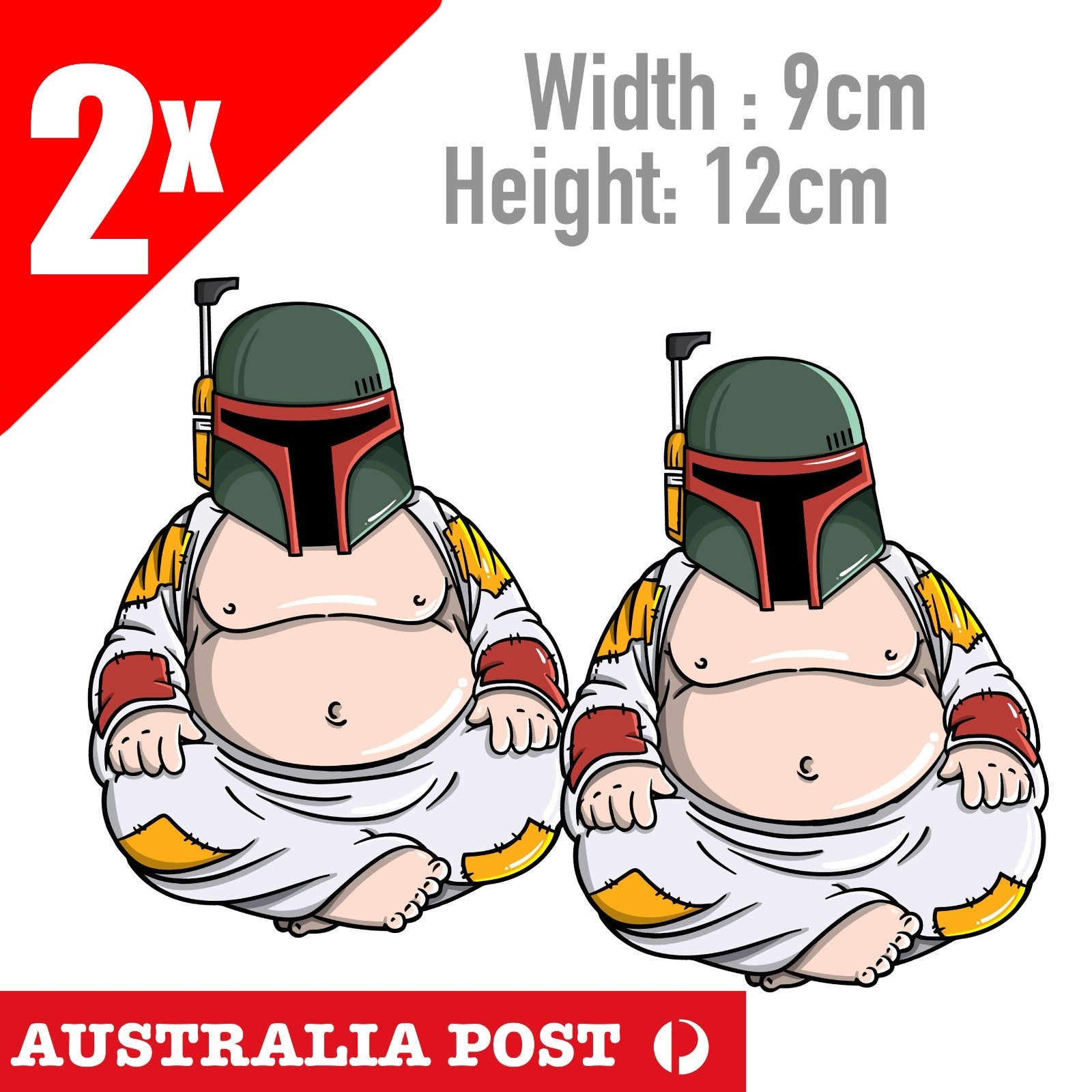 Mandalorian Buddha Helmet Funny Star Wars Bounty Hunter x2 Sticker