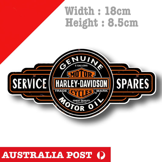 Harley Davidson Motorcycle GENUINE MOTOR OIL SERVICE & SPARES Aged Sign Sticker