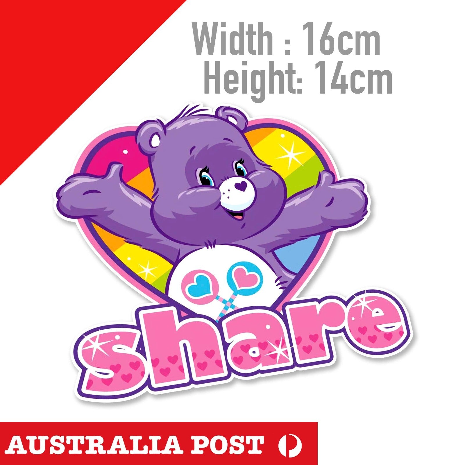 Care Bear SHARE Bear SHARING Badge , Care Bear Share Cartoon  Sticker