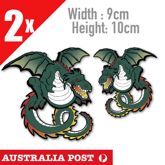 Green Dragon Flying with Fire Mouth, Monster  Decal Stickers