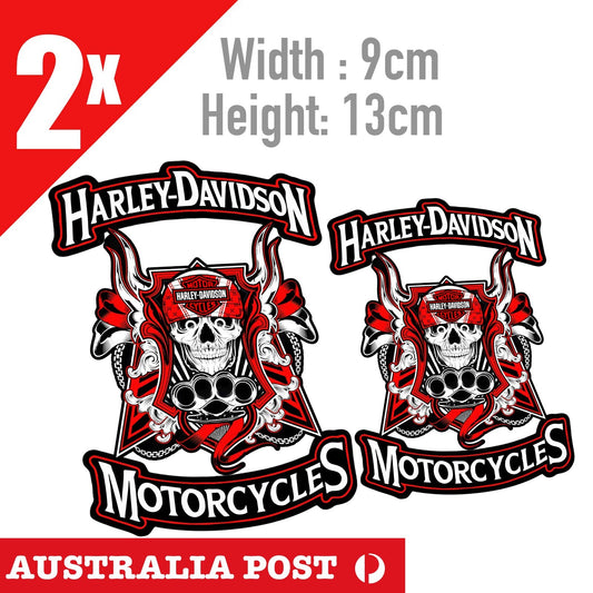 EVIL SKULL Motorcycle Rider ,RIDER FORVER, Fuel Tank, Harley RED Stickers