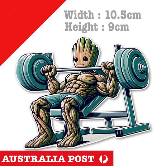 Groot- Guardian of Galaxy Body Building Funny Gym Sticker