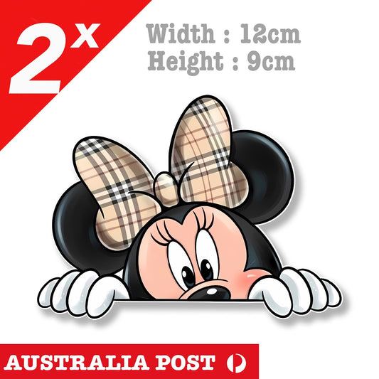 Minnie Mouse Cute Outfit Peeking, Car Window, Truck, Laptop  Stickers