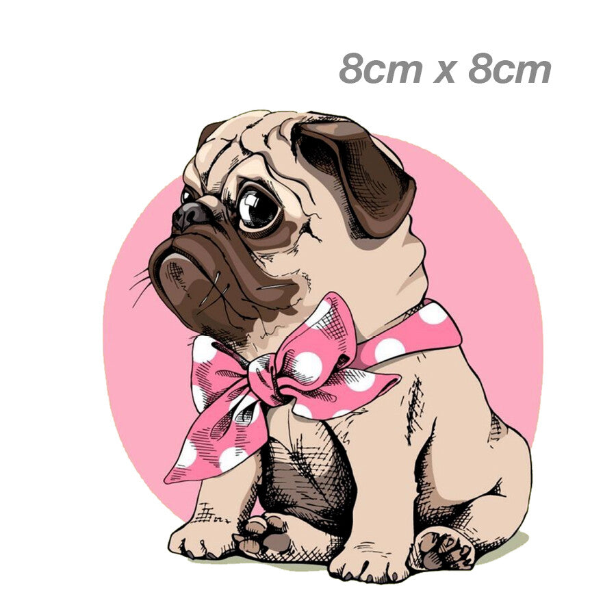Cute Pug Dog with pink Bow Laptop , Car  Vinyl  Sticker 