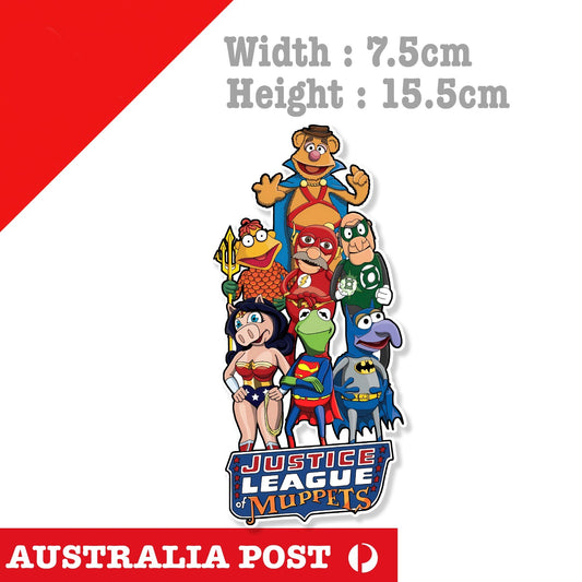 Kermit the Frog MUPPET Show, Justice League Funny Super Hero Characters  Sticker