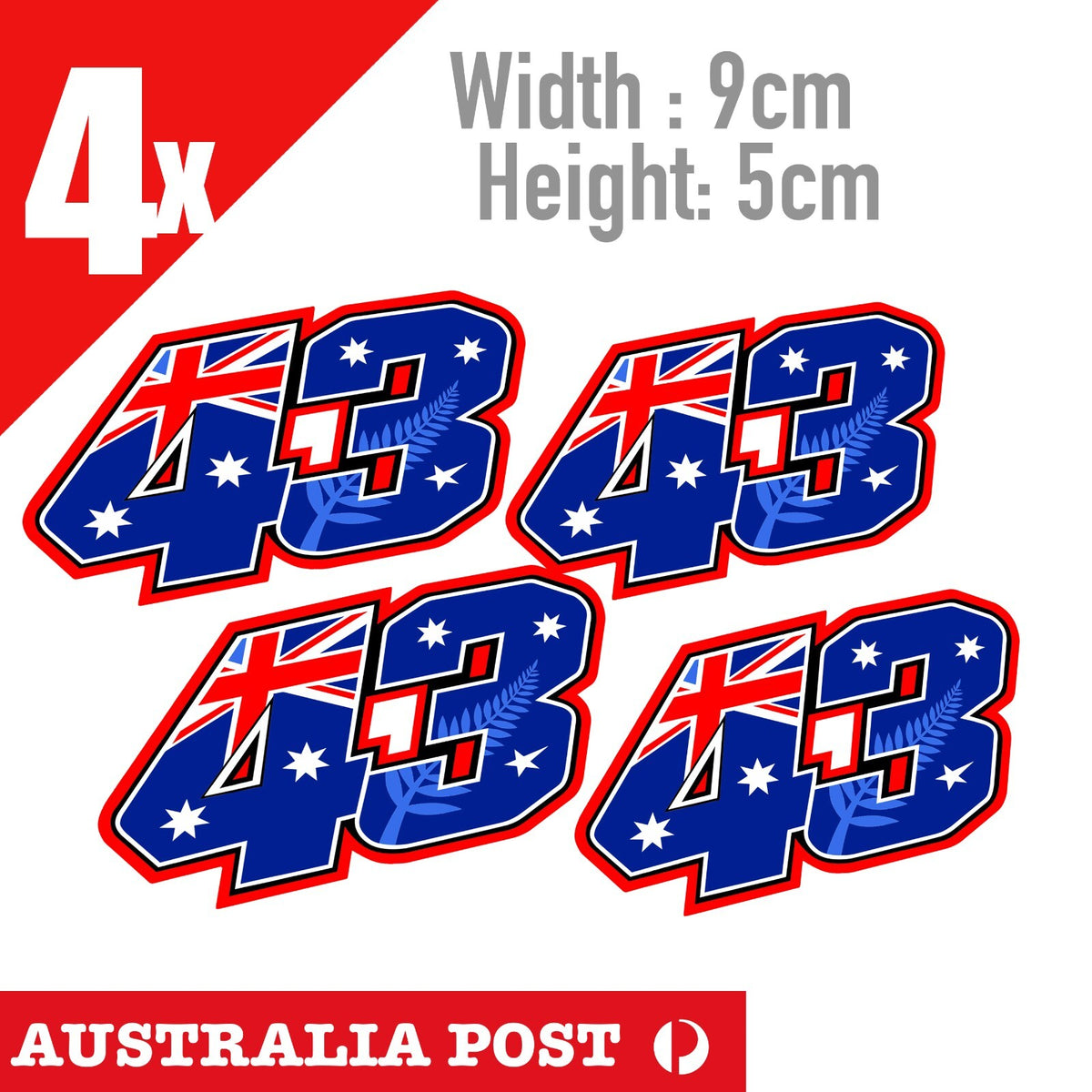 Jack Miller Number 43 , Australian Flag, MotoGo x4 Stickers