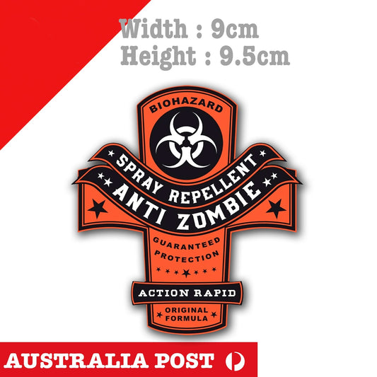 Zombie Biohazard Spray Repellant Label , Car  Vinyl  Sticker
