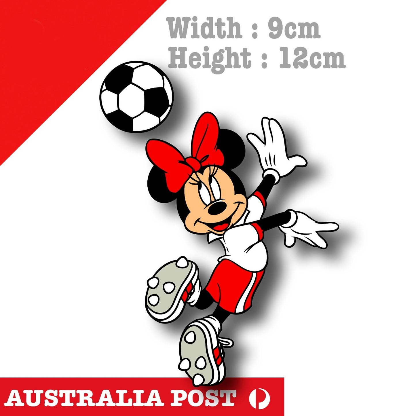 Minnie Mouse Soccer Player Funny Cartoon , Mickey & Minnie Vinyl  Sticker