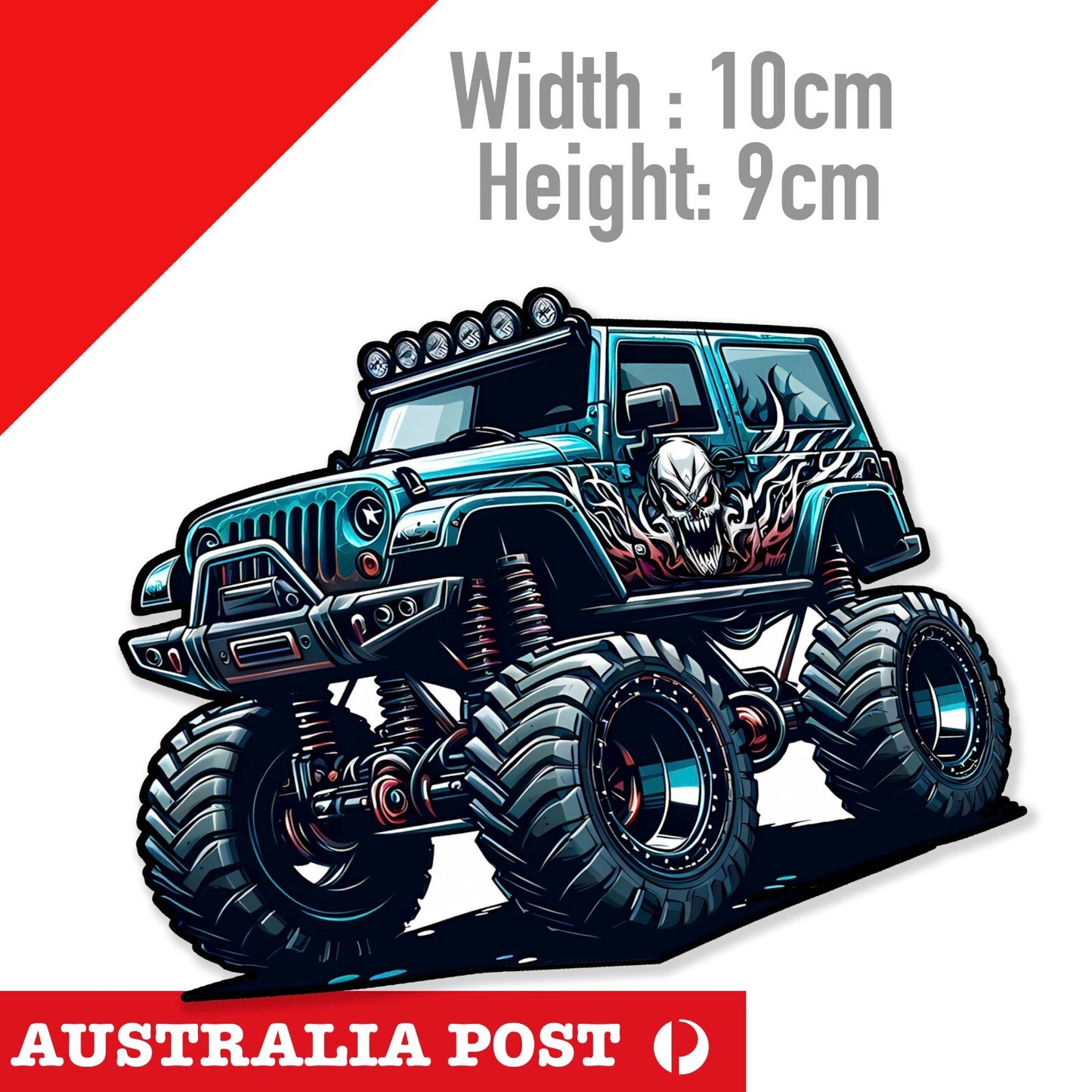 MONSTER Truck Jeep Skull Head  Sticker