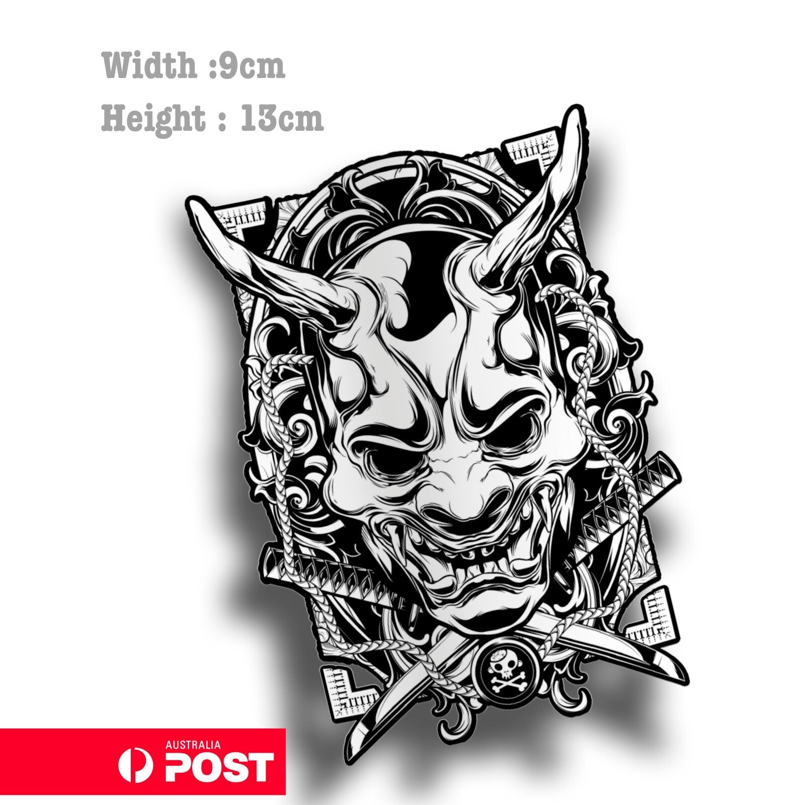 Oni Mask Devil Samurai Sword Sticker 