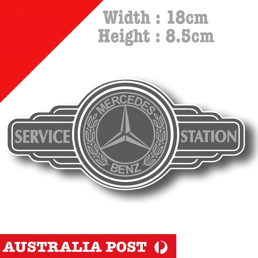 Mercedes Benz  SERVICE STATION  Retro Logo Sticker