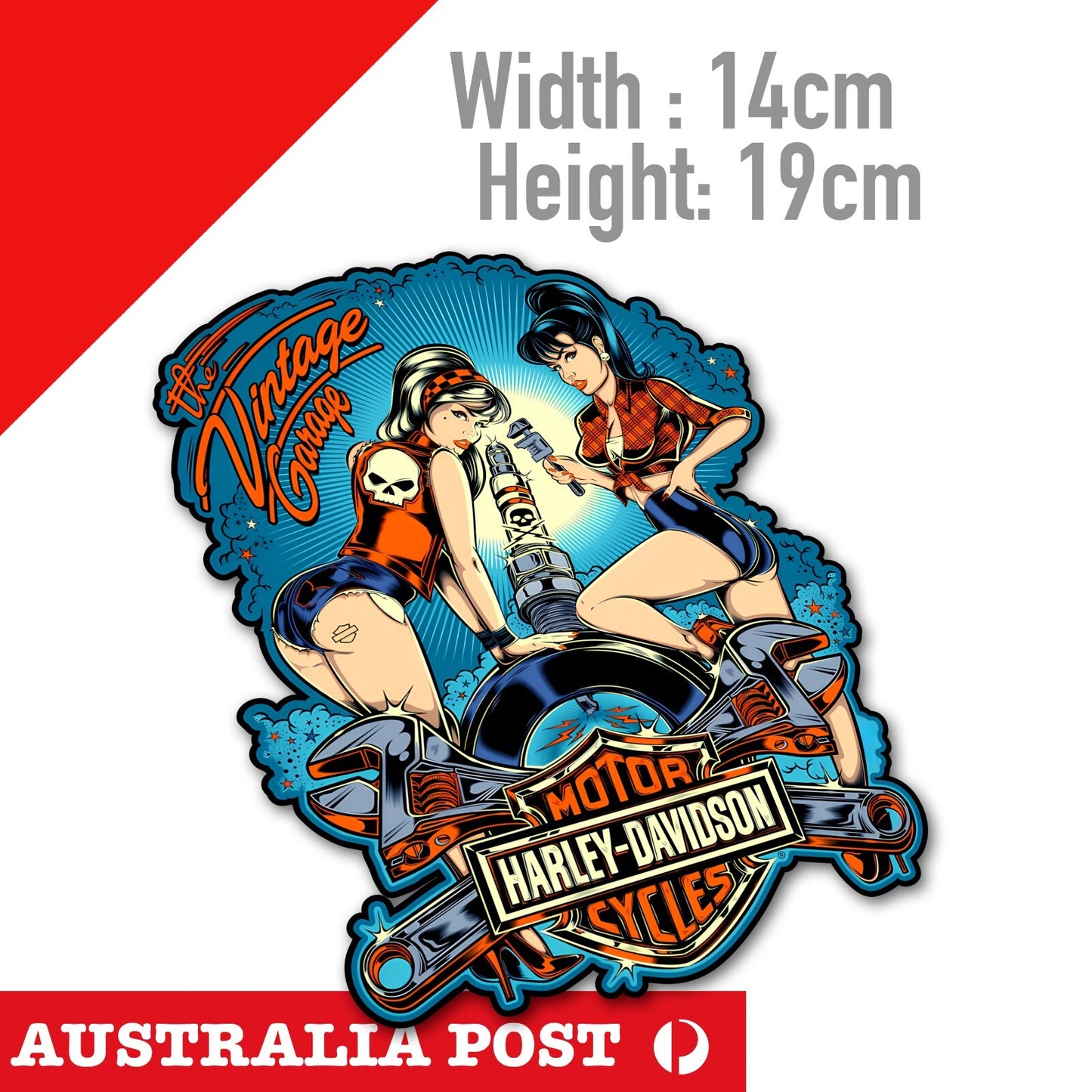 SEXY Mechanic Pin Up Girl, Harley Davidson Motorcycle, Garage, Mechanic sticker