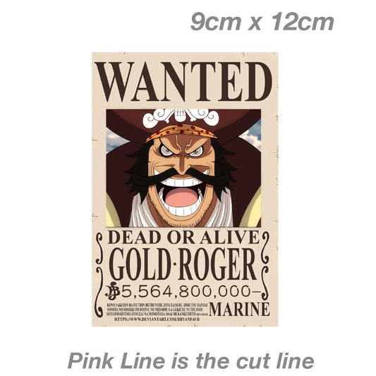 One Piece Wanted Gold Roger Pirate Poster  Sticker