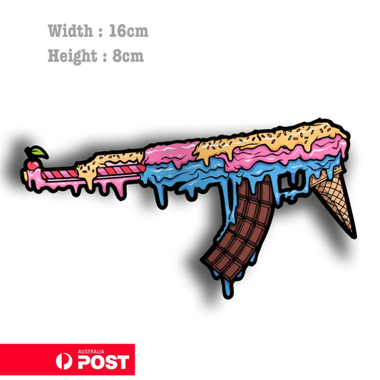 Ice Cream Gun Funny Laptop , Car  Decal Sticker 